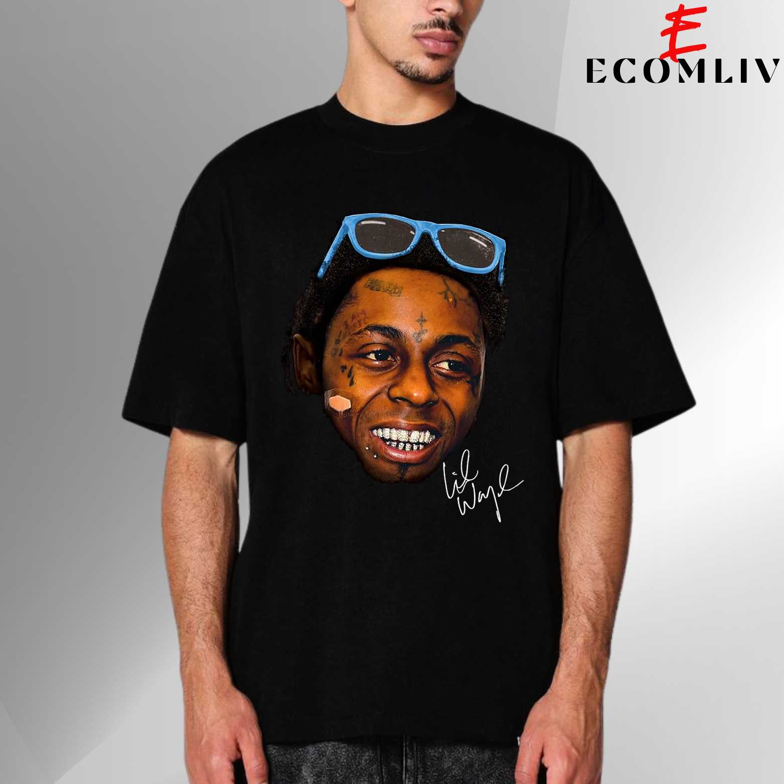 Lil Wayne Face Tee, Portrait Rap Shirt, Hiphop Merch